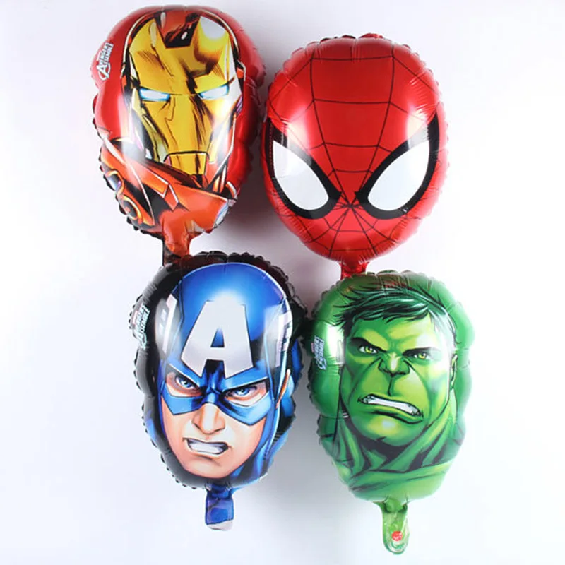 

50pcs/lot SpiderMan Iron Man Captain America Hulk Hero Foil Balloons 55*33CM Avengers Hero balloons birthday party Decor toys