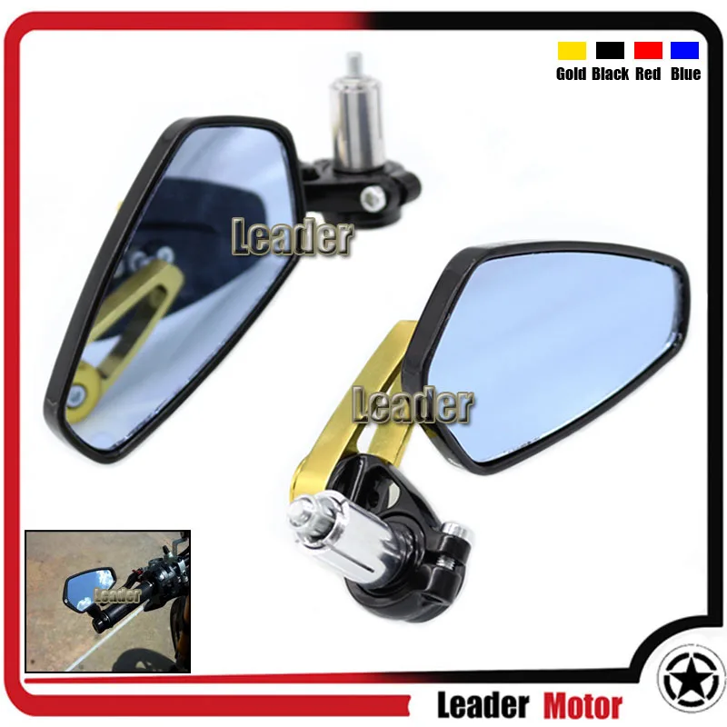 

Universal Motorcycle 7/8" 22mm Rearview Mirror Handle Bar End Blue Side Mirror For DUCATI Monster 695 696 796 1100 1200 Gold