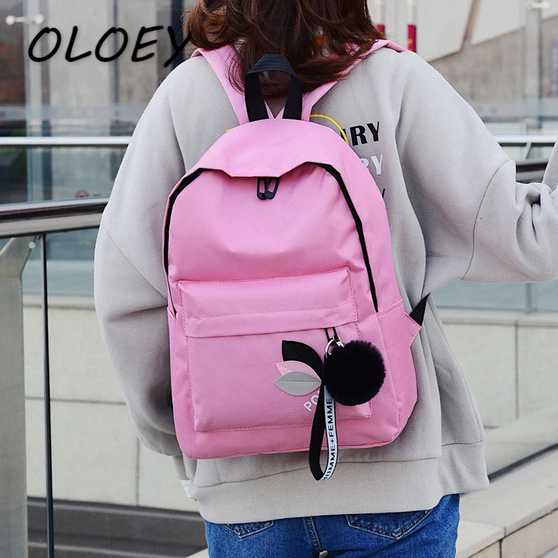 2019 mochila de lona de Color liso de moda mujer mochila de viaje bolsa de hombro de escuela mujer estudiante chica mochila bolsa de mochila!|Mochilas| -
