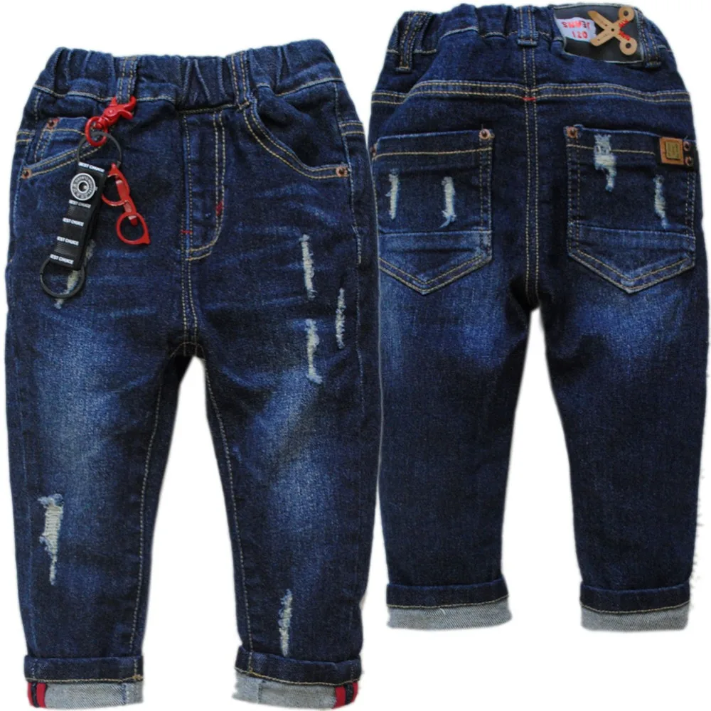 4087 детские джинсы для маленьких мальчиков на весну-осень, штаны для мальчиков, мягкие джинсовые брюки, темно-синие детские модные новые