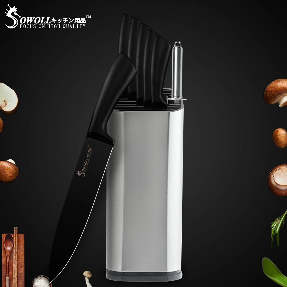 

Sowoll Brand Stainless steel Kitchen Knife Set Economical Popular Durable Kitchen Knives Set for Fruit Vegetable Meat Fish Tools