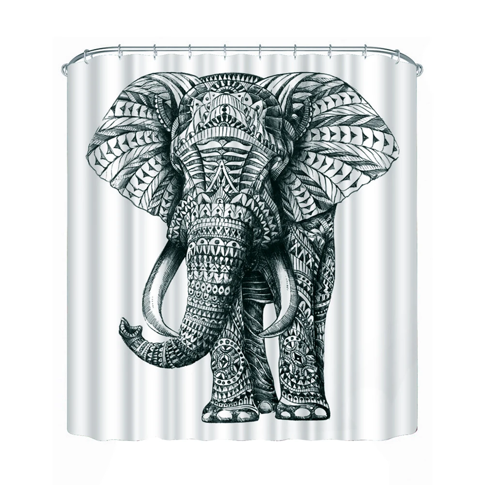 Bathroom Fabric Shower Curtain Elephant Polyester Eco ...