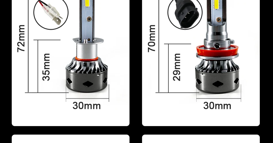 a8-g_18 2Pcs 6000K White 24V 12V led High low beam H4 Led Canbus Error free kit Anti EMC 10000LMSet 72W Auto led headlights