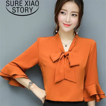 

korean fashion clothing womens clothing 2019 womens tops blouses off shoulder top white shirt Chiffon blouse plus size 2719 50