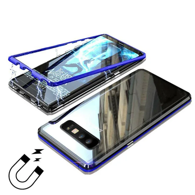 Blue Black Роскошный металлический каркас чехол для телефона Магнитный для samsung Galaxy S9 S8 Plus чехол для samsung Note 8 Note 9 чехол - Цвет: Blue Black