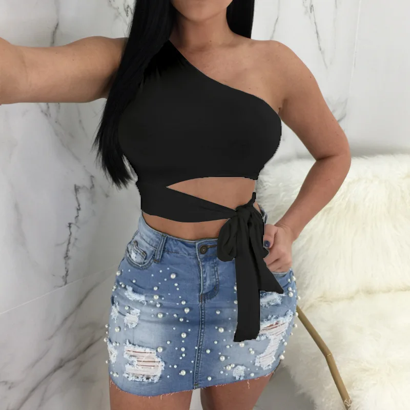 

Women's Clothing Girls sexy Frill Tank Top Casual Sleeveless Backless bandage Cropped Nightclub Tees Female Beach Tops Bow Camis