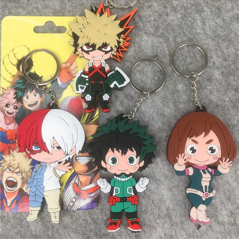 

Pendant Keychain Japan Anime Figures My Hero Academia Cartoon Characters PVC Keyring Ornament Action Toy Figures Collection
