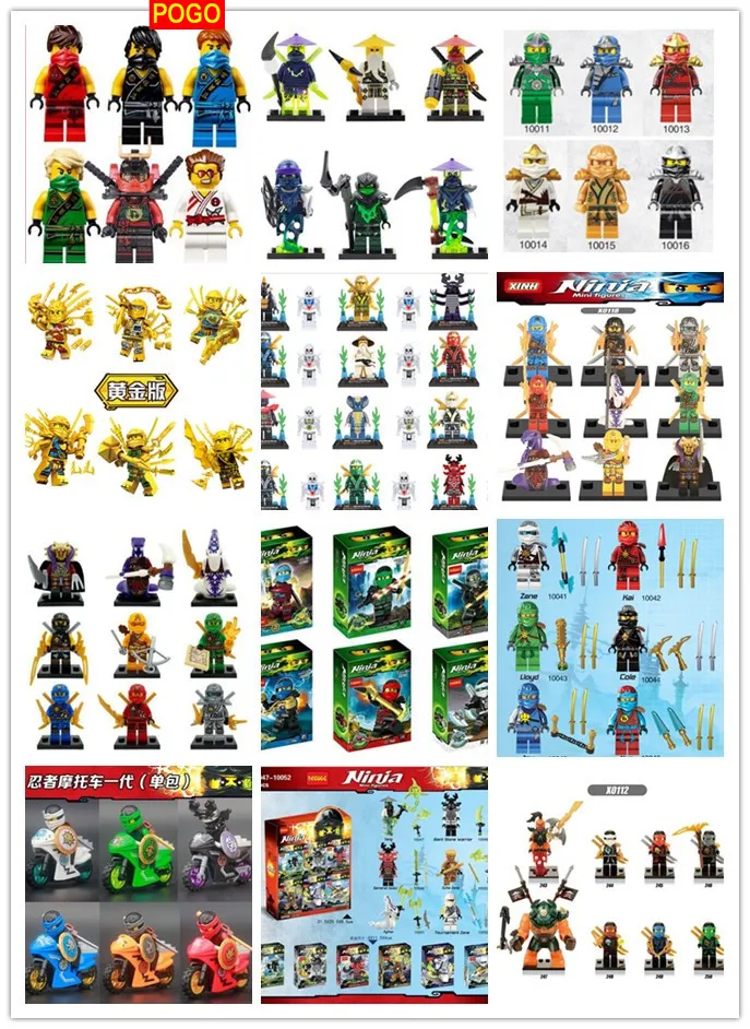

POGO 10SETS Ninja Blocks Kai Jay Cole Llyod Samurai Nya Griffin Turner Building Brick Toys