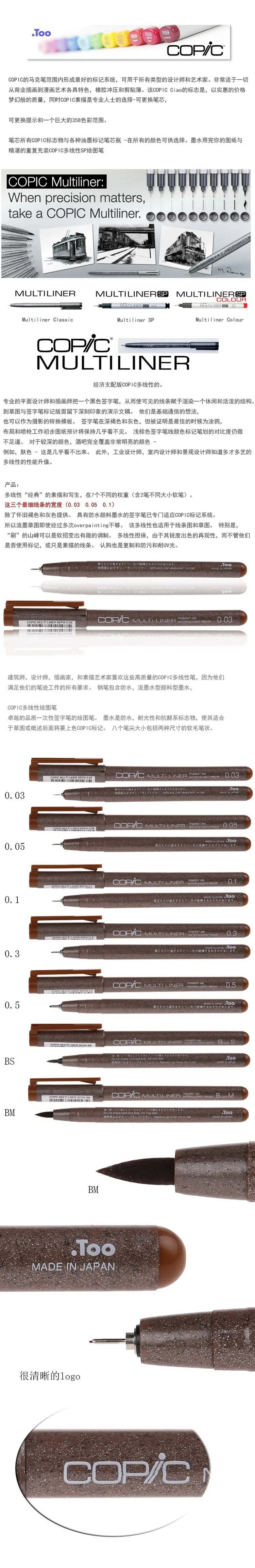 [Высокое качество] Япония COPIC Multiliner тонкой линии ручка 0,03-0,5 гелевая ручка 1 шт