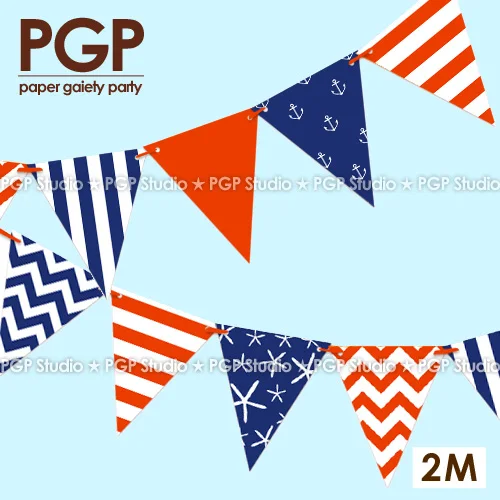 [PGP] бумажные флаги гирлянды, 2 м детская комната баннер, детский день рождения, день рождение мальчика Wendding морской оформление вечеринки, декор для детской комнаты