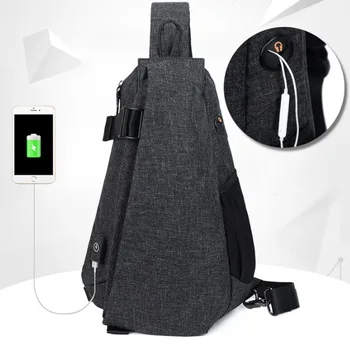 

New Single Shoulder Bags for Men Waterproof Nylon USB Charge Crossbody bags Male Messenger Bag Anti theft Chest Bag
