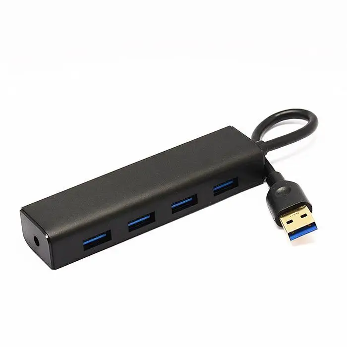 4 порта USB 3,0 концентратор Высокоскоростной разветвитель Расширение адаптер для компьютера USB3.0 черный ноутбук