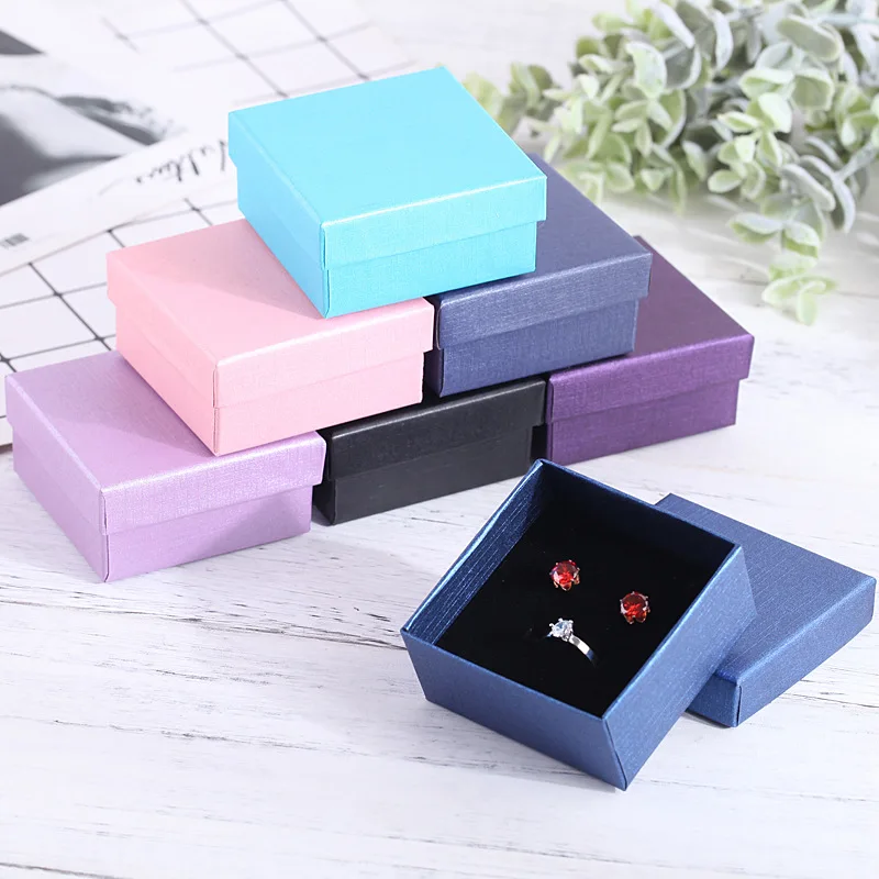 24pcs Jewelry Box Cardboard Necklace Earrings Bracelets Boxes Big Paper Gift Packaging with Black Sponge Can Personalized logo