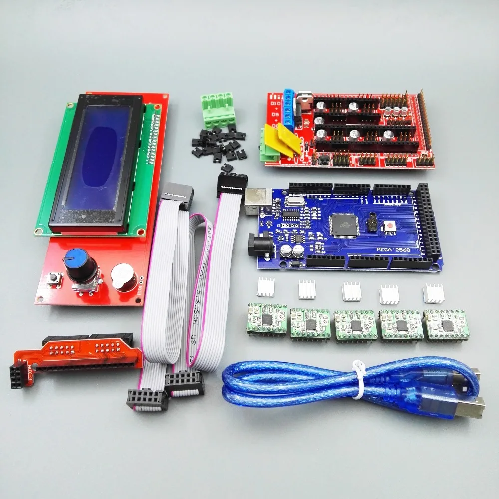 

3D Printer Kit Mega 2560 R3+RAMPS 1.4 Controller+5PCS A4988+1.4 2004 LCD Contrpl