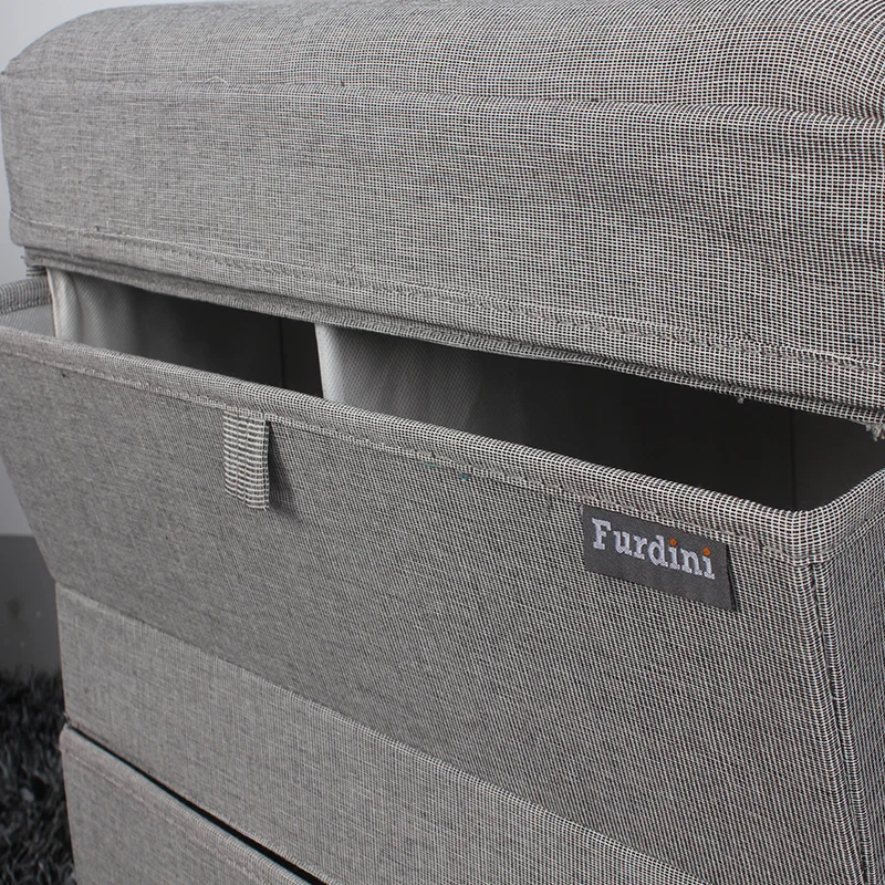 Cotton linen folding storage stool storage box shoe storage box multifunctional shoe storage box