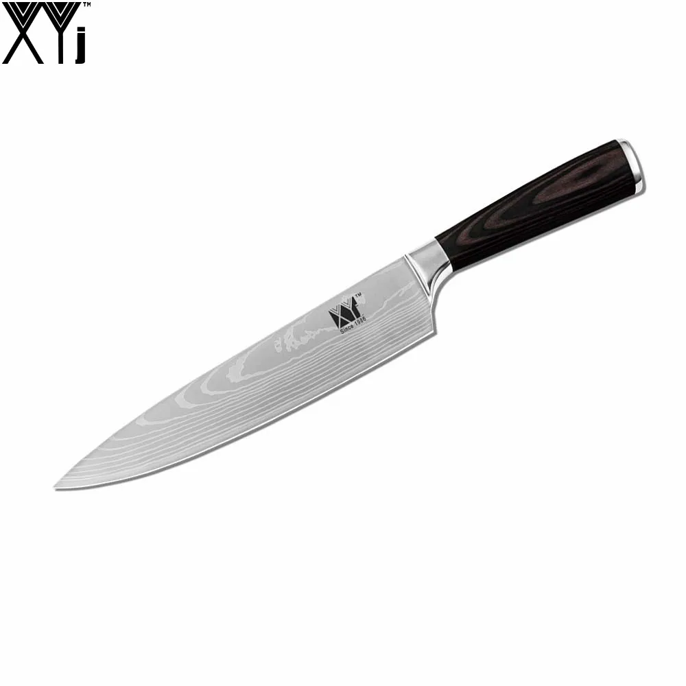 XYJ Brand Kitchen Knife With 7Cr17 Pattern Stainless Steel Blade New Cooking Tools 8 Inch Chef