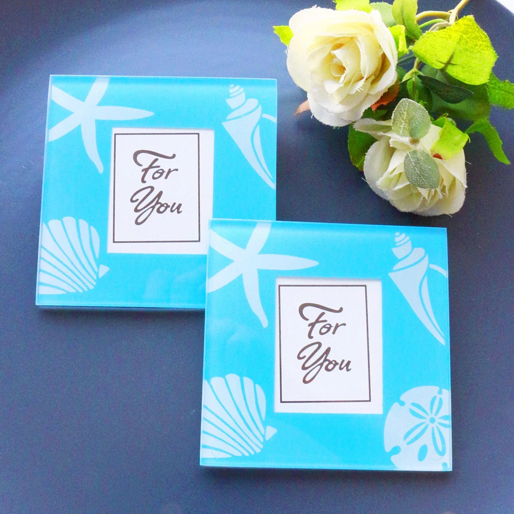 2Pcs Wedding Favours Glass Photo Frame Coasters Tea Cup Saucer Cup Mat Birthday Party Favor Gifts and Giveaways 