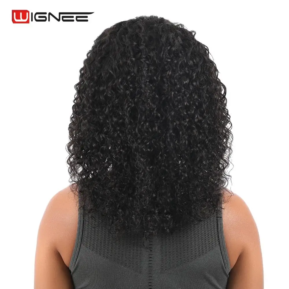 Wignee короткие кудрявые человеческие волосы парики для черных женщин натуральные волосы боковая часть кудрявые 150% плотность бесклеевые кружевные волосы человеческие парики