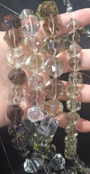 

16inch strand of Natural Smoky Quartz faceted nugget brick cubic freform topazl smoke bead 10-20mm