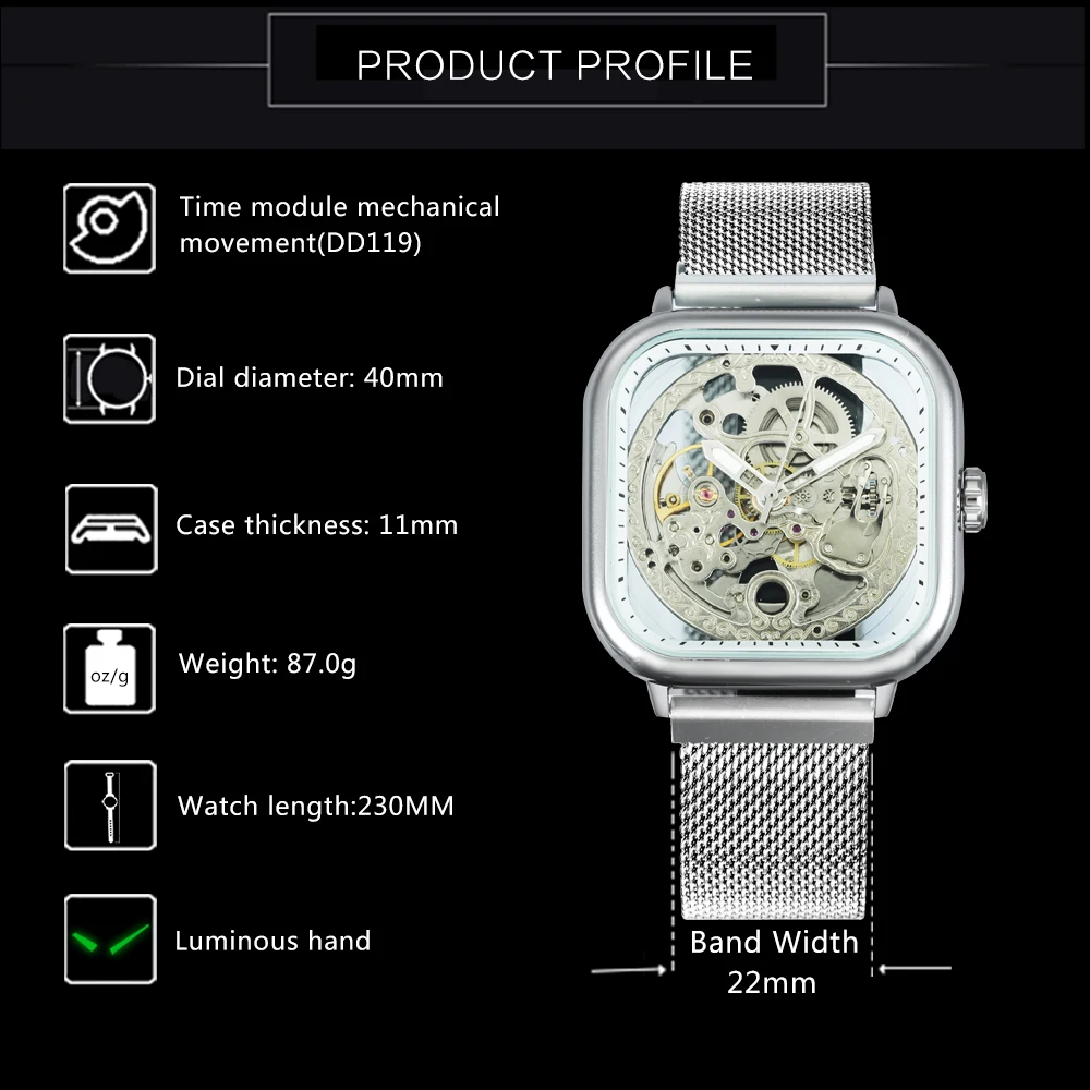 الفائز أزياء رجالي ساعات الأعلى العلامة التجارية الفاخرة التلقائي الميكانيكية ووتش الرجال الهيكل العظمي الطلب الهيب هوب ساعة اليد Relogio ...
