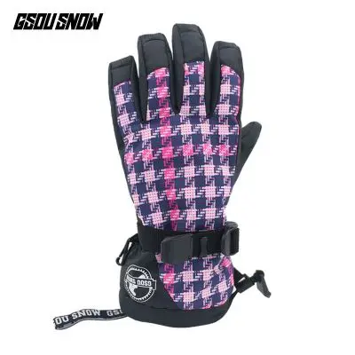 GSOU зимние брендовые лыжные перчатки для мужчин и женщин сноуборд перчатки зимние водонепроницаемые горные лыжные Сноубординг Водонепроницаемая перчатка снегоход Спорт - Цвет: GSAGW1B