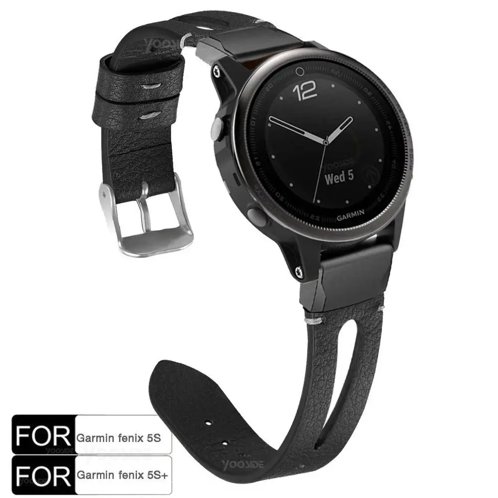 

YOOSIDE 20mm Quick Fit Stainless Steel PU Leather Watch Band Strap for Garmin Fenix 5S/Fenix 5S Plus Smart Watch Wristband