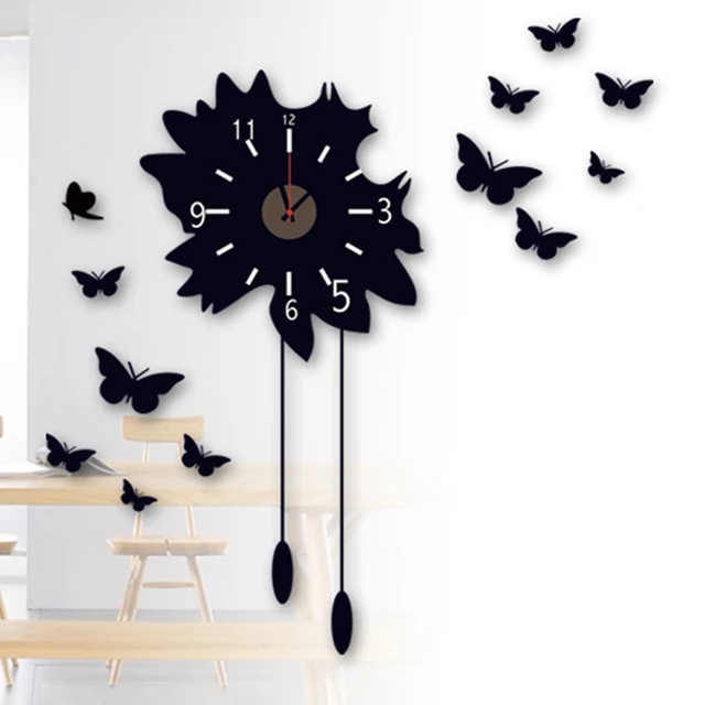 Free Shipping Large Decorative Wall Clock Sticker Home Decoration Free Shipping Large Decorative Wall Clock Sticker Home Decoration Art Black Erfly Decals Wallpaper