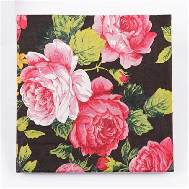 wedding birthday party rose floral paper napkins 33x33cm 1 pack 20 flower paper napkins