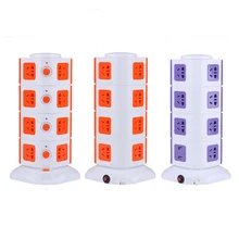 4 Layer 15 Ways Universal Smart Electrical Plug Vertical AC Power Socket Outlet with Independent Switch Suit + 2 USB Ports