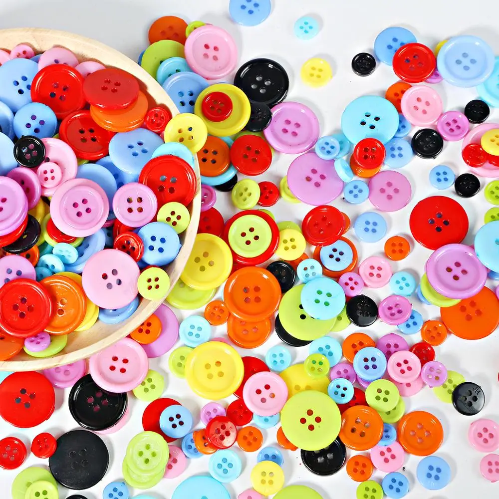 

New Arrival 50/100pcs/lot Solid Color Resin Round Flatback Plastic Buttons DIY Sewing Kids Shirt Garment Accessories