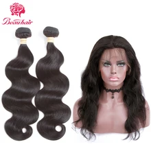Beau Hair Malaysia Body Wave Human Hair 2 Bundle With 360 Lace Frontal Deal Non Remy 3 PCS One Pack Malaysia Hair Weaving Bundle