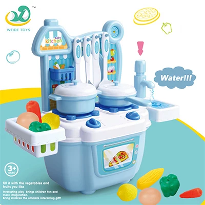 MEOA Детские KitchenToys мини высокая имитация кухонной посуды кухонная посуда Овощи Набор для фруктов с efluent воды игрушки для девочек - Цвет: 9230 Blue