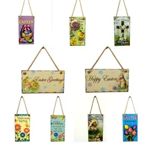 ZMHEGW Wooden Easter Hanging Board Festival Wall Door Decor Sign Hanger bunny easter eggs Easter Decorations For Home