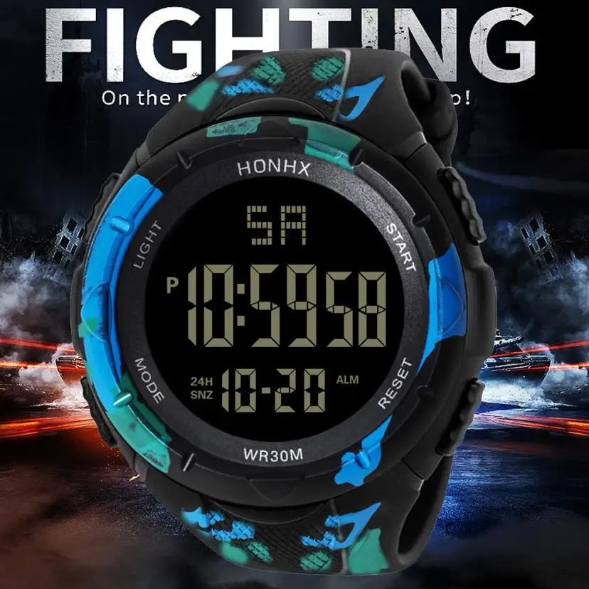 

HONHX Luxury Brands Camo Men's Military Sport LED 50M Waterproof Digital Quartz Fashion Wrist Watch orologio uomo clock xfcs