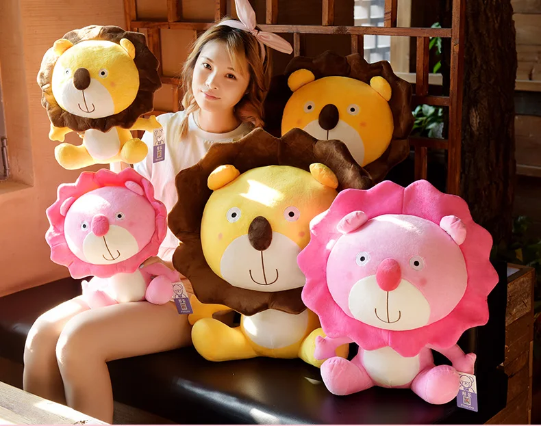 cartoon lion plush toy sunflower design lovely lion soft doll sofa cushion, throw pillow birthday gift s2496
