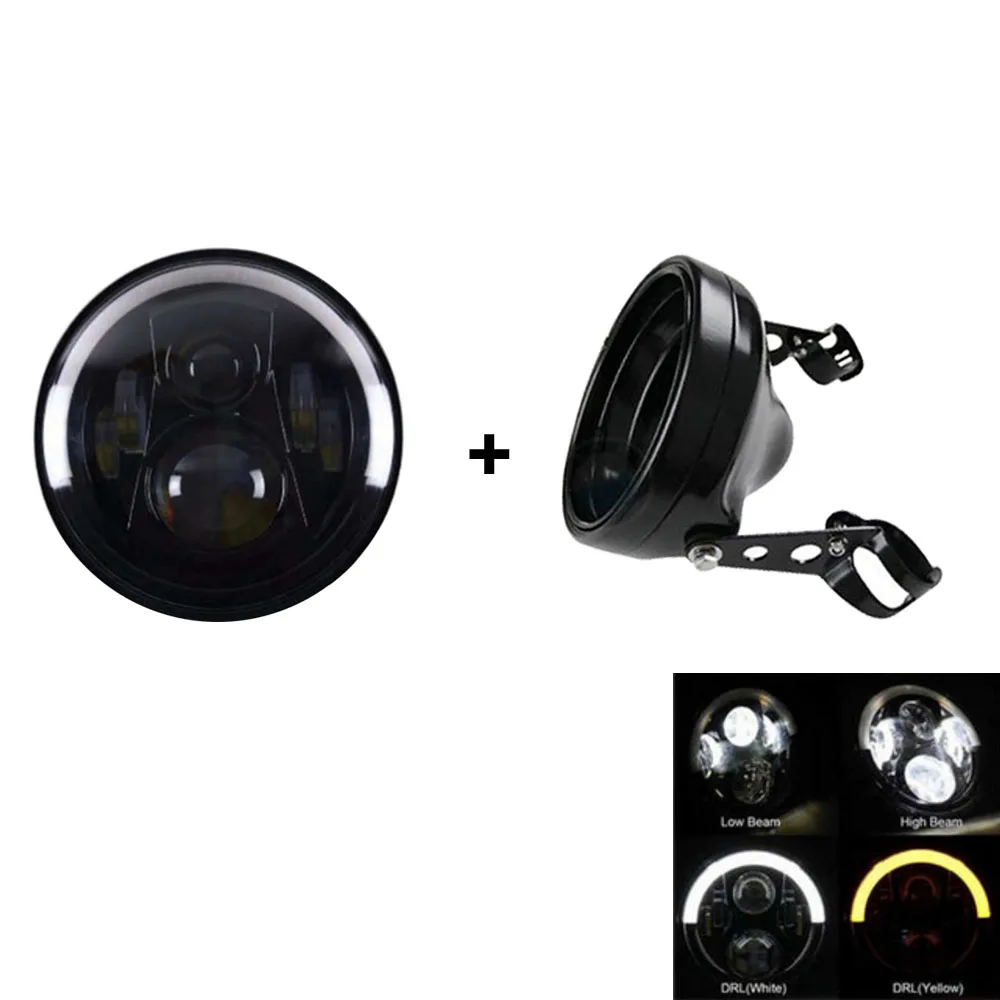 7 дюймов 60 Вт DOT SAE E9 moto rcycle моторная фара с углом глаз светодиодные moto фары 7 дюймовый корпус лопасти отделка кольцо
