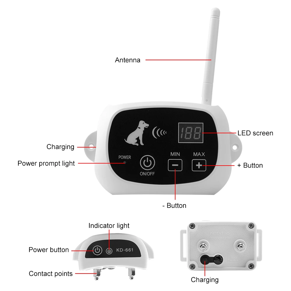 Kopen Wireless Remote Dog Fence System Pet Electronic Fencing Apparaat Waterdicht Dog Training Collar Electric Shock 0 100 Niveaus KD 661