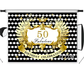 

LB 50th Birthday Celebration Party Washable No Crease Background Photography Polyester Backdrop Studio Photographic Seamless
