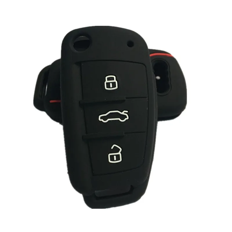 

AUTEWODE Silicone key case cover for S-Line emblem For Aud S Line A1 A2 A3 TT Q3 R8 S6 S7 SQ5 RS5 flip remote shell 1pc