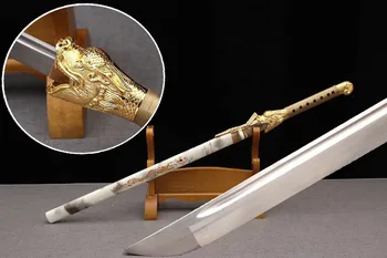 

Hand-Forging Full Tang T10 Steel Straight Blade Sharp Japan Ninja Dragon Sword Katana Boutique Samurai Cosplay Real Knife Swords