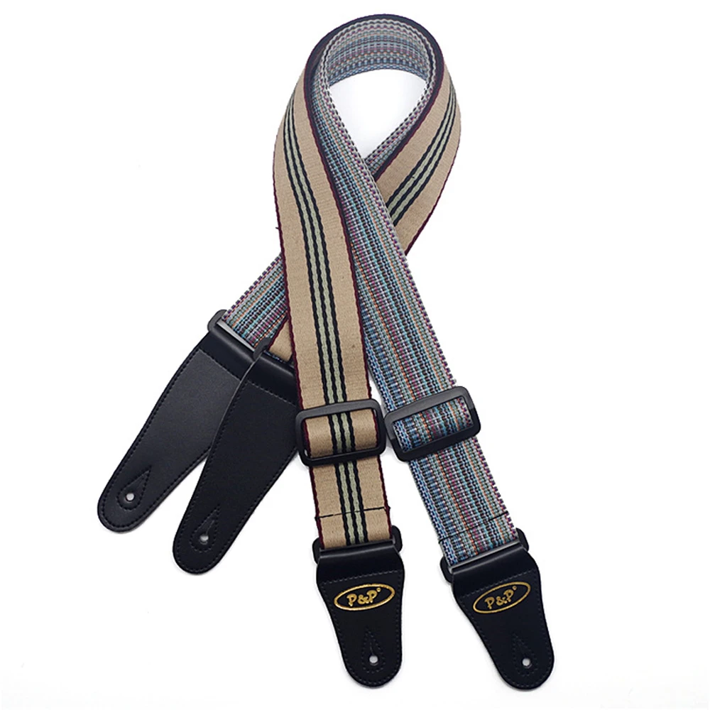 Colorful Pinstripe Cotton Guitar Strap Electric Guitar Acoustic Guitar Folk Guitar Bass Strapin