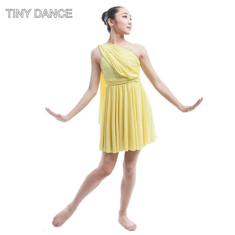 Желтое платье с блестками для взрослых, балетное, лирическое и современное танцевальное платье для сцены, костюм для шоу, платье для танцев для взрослых, размеры от s до XXL 16035A