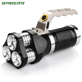 

Rechargeable LED Searchlight Tactical Flashlight 3T6 Spotlight 9000 Lumens Gold/Black Hard Light Free Shipping #NO18