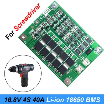 

NEW 4S 40A Li-ion Lithium Battery 18650 Charger PCB BMS Protection Board with Balance For Screwdriver 16.8V Lipo Cell Module jy