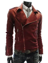 2019 Spring Fashion Men's Leather Jackets, Motorcycle Jackets, Lapels Slim Casual Leather Jackets Black Tops