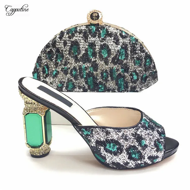 

Wonderful party set high heel shoes and evening bag sets with sequins CSB16, 2 color on sale