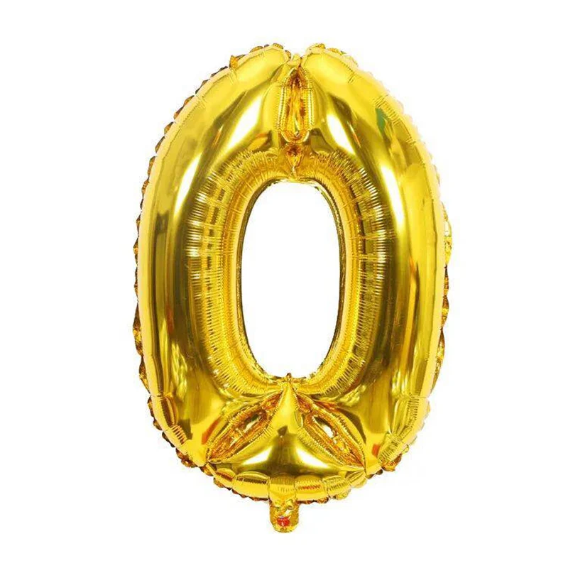 1 шт 16/32/40 дюймов розовое золото серебро воздушные шары из фольги в виде цифр 0-9 С Днем Рождения вечерние украшения для детей свадебные в честь расходные материалы - Цвет: Gold 0