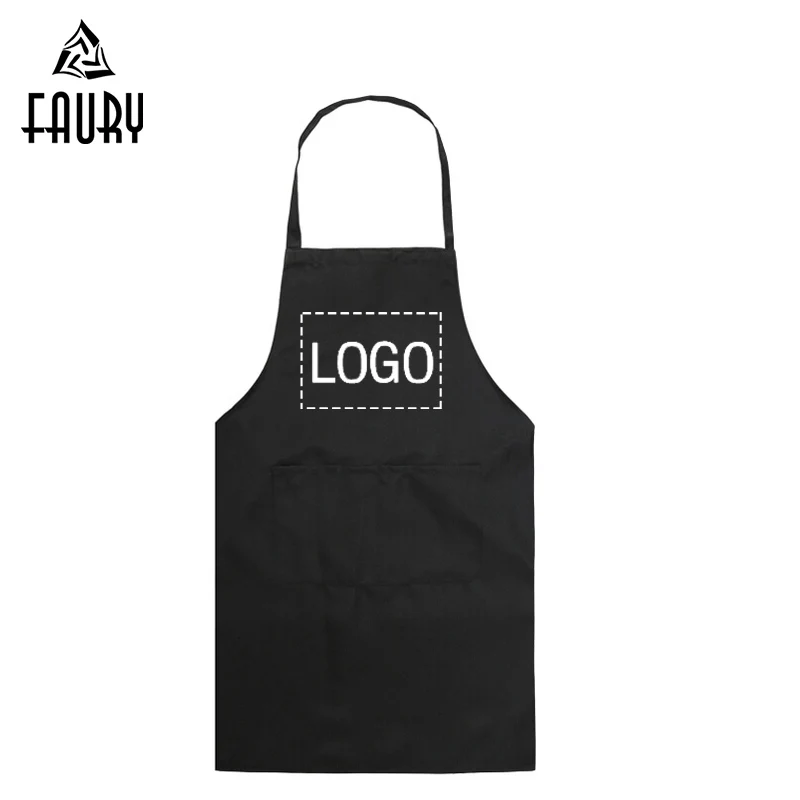 Unisex Pure Color Custom LOGO Chef Cook Kitchen Apron Restaurant Cafe