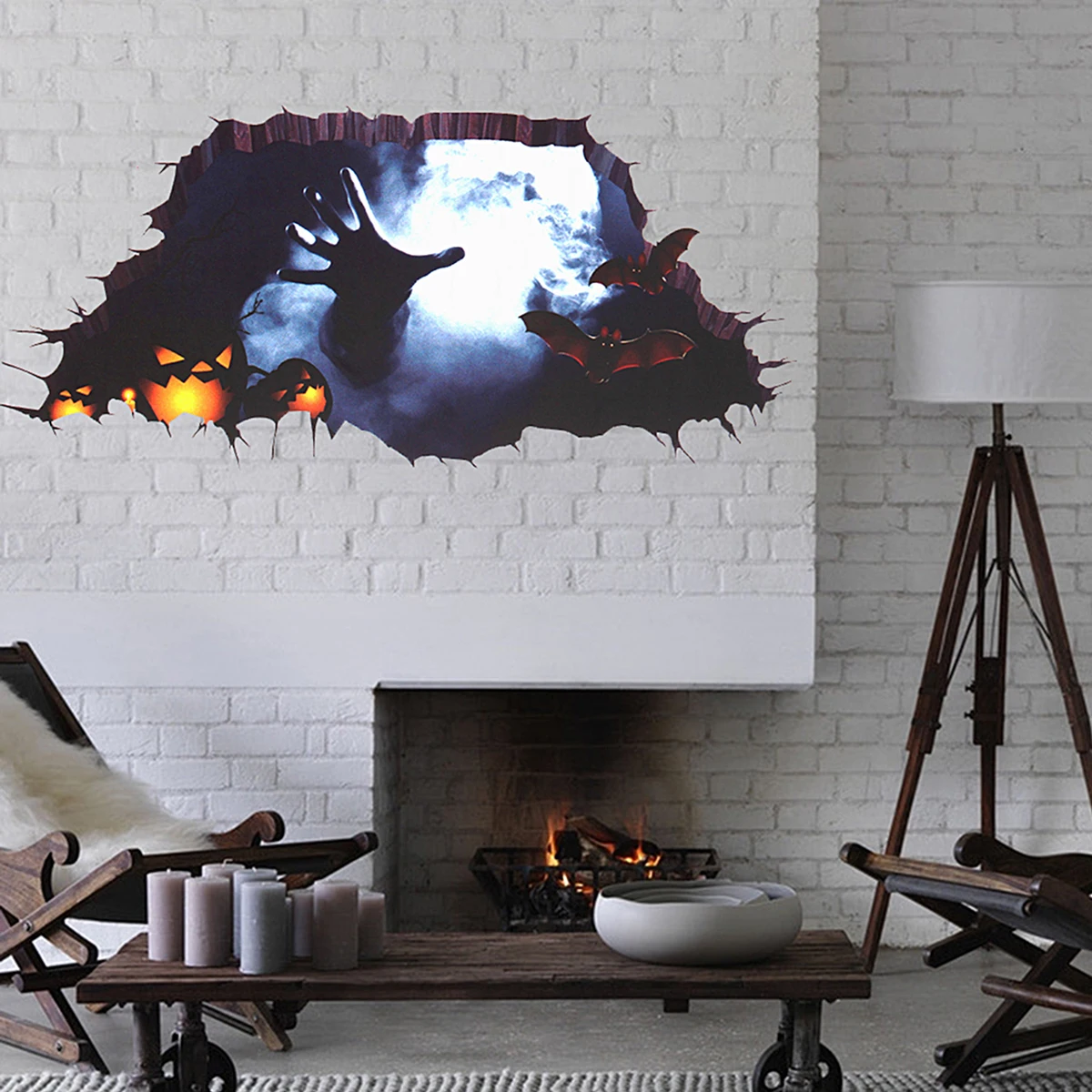 Halloween Decoration 3D Wall Sticker Scary Floor Wall Sticker Broken