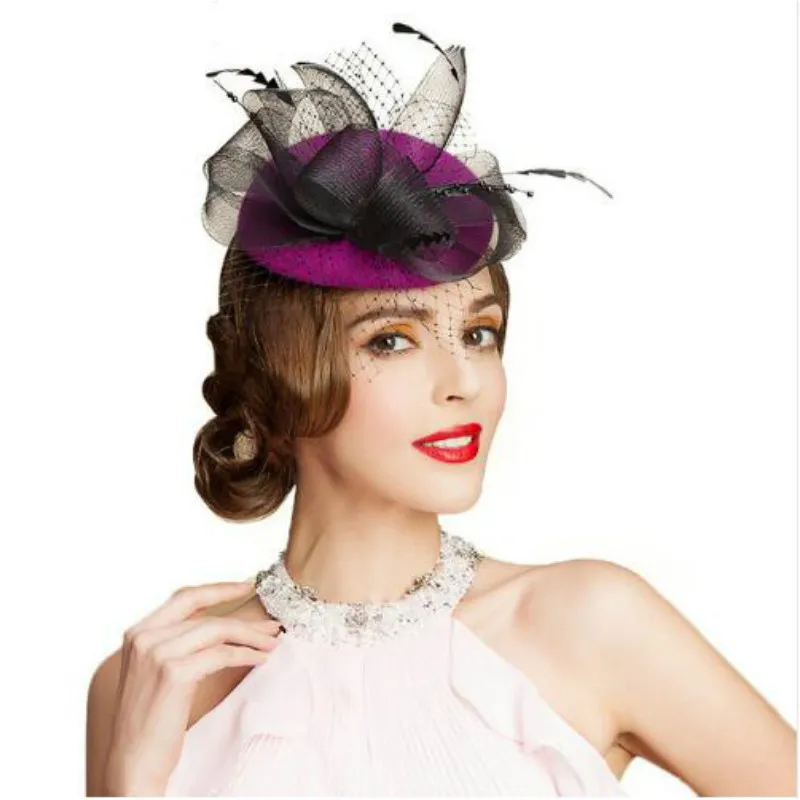 Lady pure wool fashion British small hat flowers ball caps hat Europe